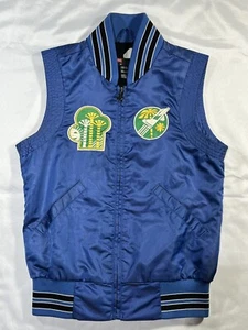 Diesel Women's Sleeveless Vest Blue Zipper Front "Rua Da Utopia" Size XS - Picture 1 of 11