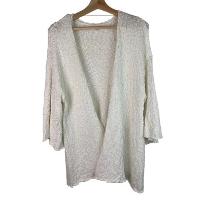 Suéter cárdigan de algodón abierto manga campana con textura blanca talla S de O'Neill para mujer Foto 1 de 4