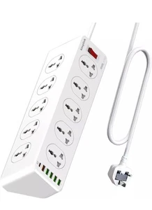 Cavo di prolunga 10 vie con slot USB, striscia di alimentazione 10 velocità con 6USB1 tipo C+5 - Foto 1 di 3