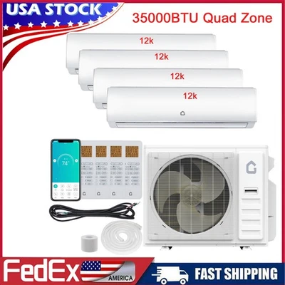 35000BTU Quad Zone Mini Split Air Conditioner & HeatPump - 4x12000BTU 19 SEER2 - Image 1 of 4
