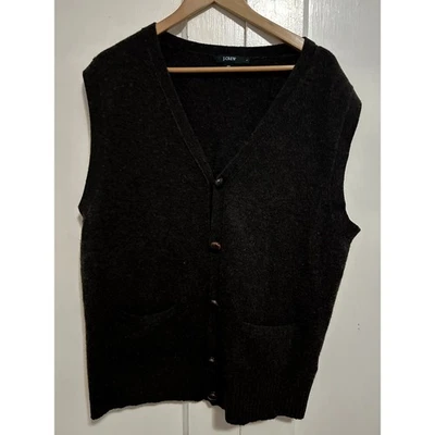 J CREW Brown Men's Large 100% Lambswool Vest Unique Buttons  - Image 1 of 4