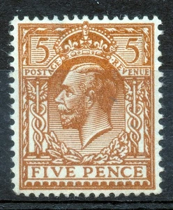 GB GV 1924 blk cypher 5d brown SG 425 fine M/M (thin), cat £20+ - Picture 1 of 2