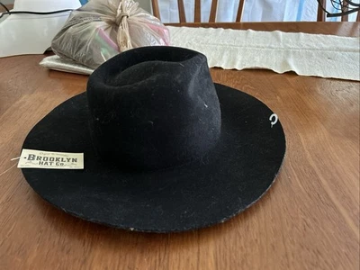Brooklyn Hat Co. 100% Lana Negro Sombrero Fedora Grande Foto 1 de 4