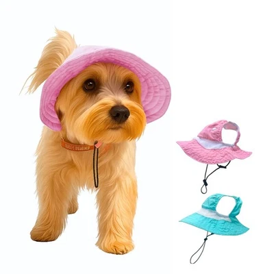 Sombrero de sol de verano para perro gato con orificios para orejas, ala redonda, enfriamiento - protección UV cachorro Foto 1 de 4