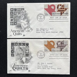 1745-48 Quilts (Set of 2 Strips of 2) FDC Art Craft Mar 8 1978 Charleston WV - Picture 1 of 2