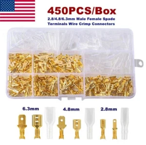 450X Assortment Spade Male Female Terminals Electrical Wire Crimp Connectors Kit - Picture 1 of 5