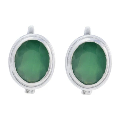 Eleganz des ostindischen Smaragd-Edelstein-Silberohrrings. 925er Silberohrring - Bild 1 von 3