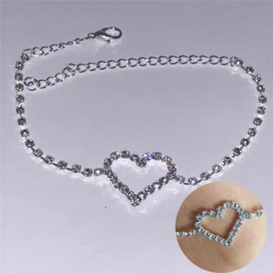 Fußkettchen Armband HERZ Liebe Herz funkelnde Diamanten Fußkettchen - Bild 1 von 6