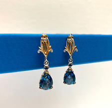 NEW Gems en Vogue Pear-Shaped London Blue Sterling & Palladium Dangle Earrings