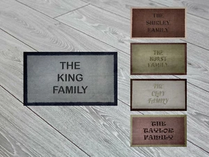 Personalised Multi Font Nylon Dirt Trapper Grey Brown Cream Green Door Mat - Picture 1 of 26