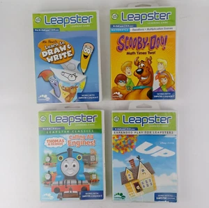 4 cartuchos de juegos de aprendizaje Leapster con fundas Thomas/Scooby/DisneyUp/Dibujar y escribir - Imagen 1 de 6