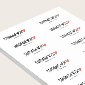 Personalised Handmade With Love By Name / Business Labels / Stickers A4 Sheets - Picture 1 of 6