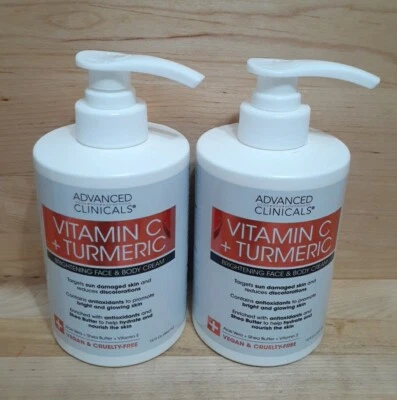 2 JUGS: Advanced Clinicals Vitamin C + Turmeric Brightening Face Body Cream 15oz - Image 1 of 4
