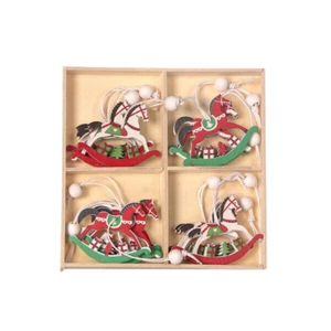 12Pcs Christmas Ornament Wood Decorations Horse Slices Tree Wooden Pendant - Picture 1 of 10