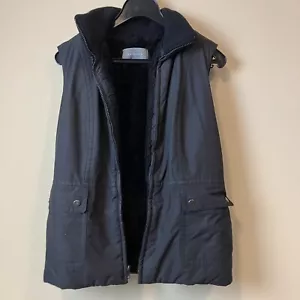 Ann Taylor Puffer Weste Kunstfell gefüttert Full Zip Taschen schwarz Damen XS Vintage - Bild 1 von 7