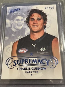 AFL SELECT SUPREMACY 2024, RETRATO AZUL CHARLIE CURNOW 21/65 CARLTON - Imagen 1 de 3