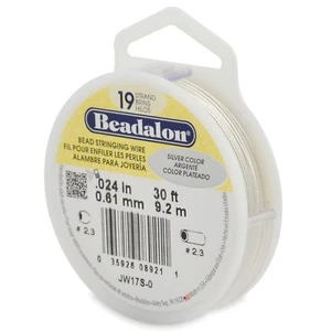 Alambre de cuerda de cuentas flexible Beadalon 19 hebras color plata 0,024 pulgadas, carrete de 30 ft - Imagen 1 de 1