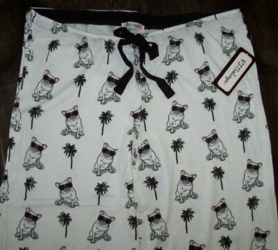 NUEVO CON ETIQUETAS PJ Salvage Marfil BULLDOGS ON HOLIDAY Jersey Tejido Pijama/Pantalones de Salón S LINDOS Foto 1 de 3