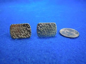Vintage Gold Plated Rectangle Textured Braid Frame Cufflinks CB10 - Imagen 1 de 4