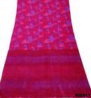 Pink Indian Vintage Saree Floral Craft Dress Silk Blend Recycled DIY Sari SI8411