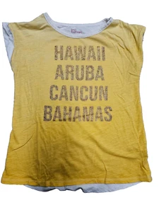 Epic Threads Yellow White with Gold Letters Short Sleeve T-Shirt Top L 9/10 - Picture 1 of 3