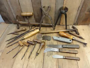 Antique Vintage Lot of Cobblers Shoe Makers Saddlers Leather Workers Old Tools 1 - Picture 1 of 24