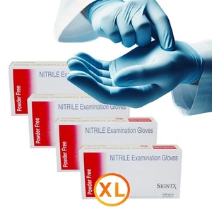 4 cajas - XL - guantes desechables sin polvo dental azul médico para examen de nitrilo - Imagen 1 de 5
