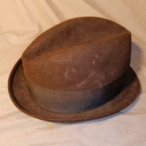 Dobbs vintage dark brown fedora Fifth Avenue New York hatband lined sz 7 1/8 - Picture 1 of 12