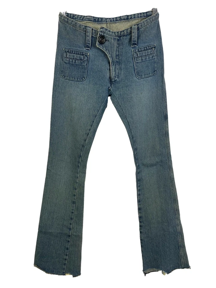 Pantalones de mezclilla Henry Duarte 4 vintage Y2K raros tiro bajo acampanados bolsillos lavados ligeros Foto 1 de 4