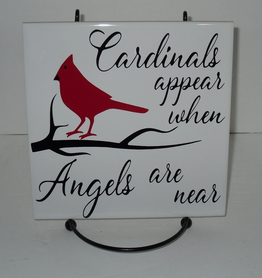 HOLIDAYDECALS4U Cardinals appear when angels are near decal sticker for DIY 8" glass block tile