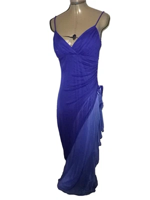 Vestido de noite vintage Y2K TABOO 2 tons azul formatura strass formal tamanho G - Imagem 1 de 4