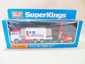 MATCHBOX SUPERKINGS K34 'PALLET TRUCK'. RARE KM INTERNATIONAL LIVERY. MIB/BOXED - Picture 1 of 8