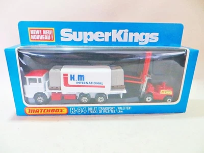MATCHBOX SUPERKINGS K34 'PALLET TRUCK'. RARE KM INTERNATIONAL LIVERY. MIB/BOXED - Image 1 of 4