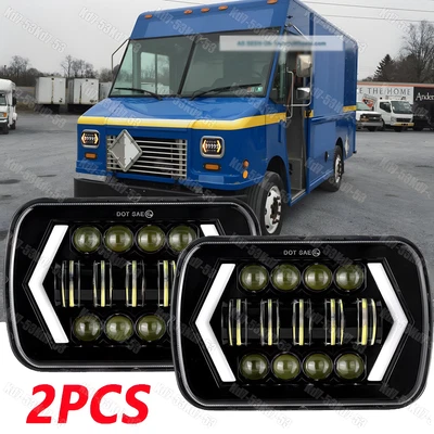 Pair 5x7" LED Headlights High Low Beam for Freightliner MT-35 MT-45 MT-55 Stepva - Image 1 of 4