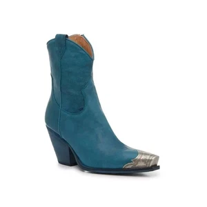 Free People Brayden Damenstiefel Größe 6 Leder Westernstiefelette Metallkappe blau - Bild 1 von 8