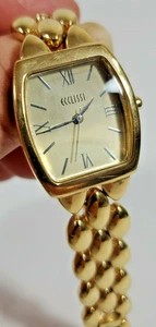 Ecclissi Watch Gold Color Band/Face Roman Numerals 6 1/2" Untested Japan Move - Picture 1 of 7