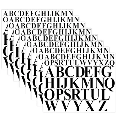  8 hojas 416 piezas pegatinas letras vinilo alfabeto número 1 pulgada, 2 pulgadas negro Foto 1 de 4