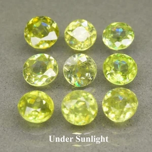π 2.67ct 9pcs Lot Round Natural Yellowish Green Sphene - Amazing Luster - Picture 1 of 9