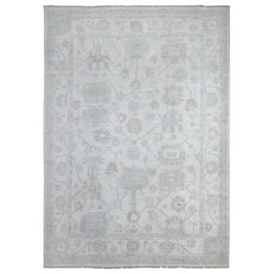 9'x12'8" Alabaster White Faded Afghan Angora Oushak Oriental Rug R88857 - Picture 1 of 12