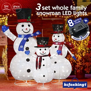 3Pcs Christmas Snowman Light LED 3D Xmas Outdoor Home Yard Decoration Holiday - Picture 1 of 12