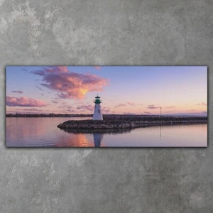 Wandbild Canvas Bilder Leinwand Leuchtturm nach Sonnenuntergang 125x50 - Bild 1 von 11