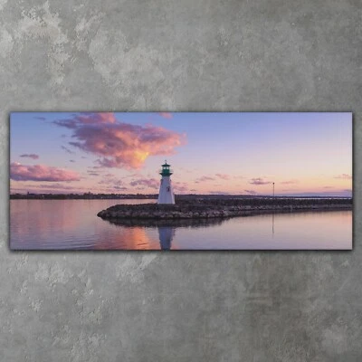 Wandbild Canvas Bilder Leinwand Leuchtturm nach Sonnenuntergang 125x50 - Bild 1 von 4