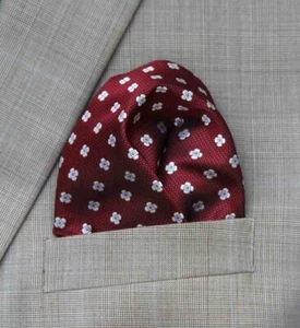Gascoigne Pocket Square Red White Blue Floral Men's - Picture 1 of 2