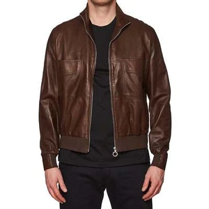 SERAPHIN Brown Lamb Leather Fully Lined Bomber Jacket FR 50 NEW US M - Picture 1 of 7