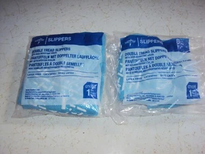 Two Pair Large Hospital Non Skid Slipper Socks Ladies or Men's Light Blue - Picture 1 of 2