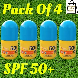 4 Pack SPF 50+ Kids Roll-On Suncream 50ml Waterproof Sun Lotion Cream Sunscreen - Picture 1 of 4