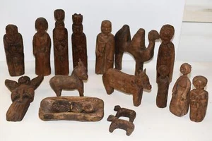 Krippenfiguren im Set Antikes Kircheninventar handgeschnitzt echte Sakralfiguren - Bild 1 von 6