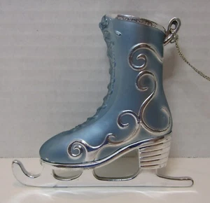 4" *Eislaufschuh* Kunststoff Christbaumschmuck - blau und silber - Bild 1 von 8