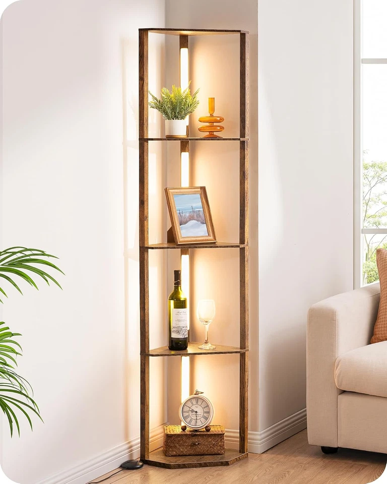 Lámpara de Pie LED 64", Lámpara de Pie Moderna con Estantes, Lámpara de Pie Alta con 3 Co Foto 1 de 4