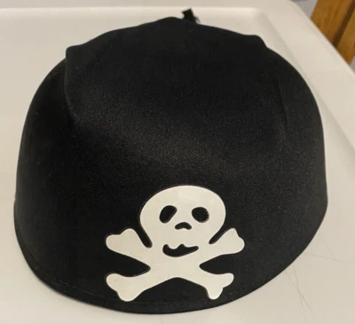 Gorro negro calavera y huesos cruzados talla única gorro gráfico pañuelo envuelto disfraz Foto 1 de 4